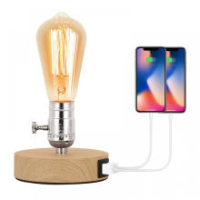 Base de lampe de table industrielle avec double port USB